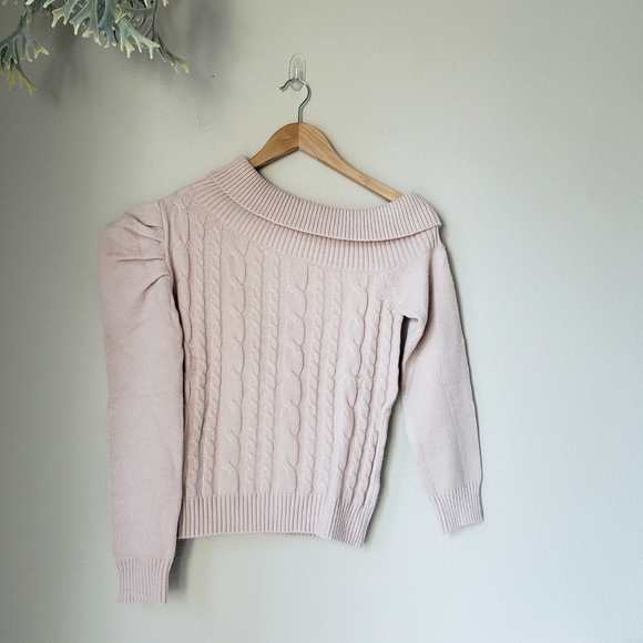 ❗SOLD❗Cable Knit One Shoulder Sweater - Picture 11 of 13